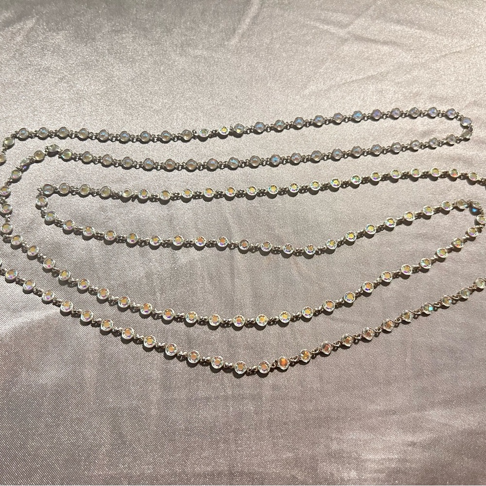 Touchstone Crystal by Swarovski Extra Long Mini Chanelle Necklace Aurora Boreale